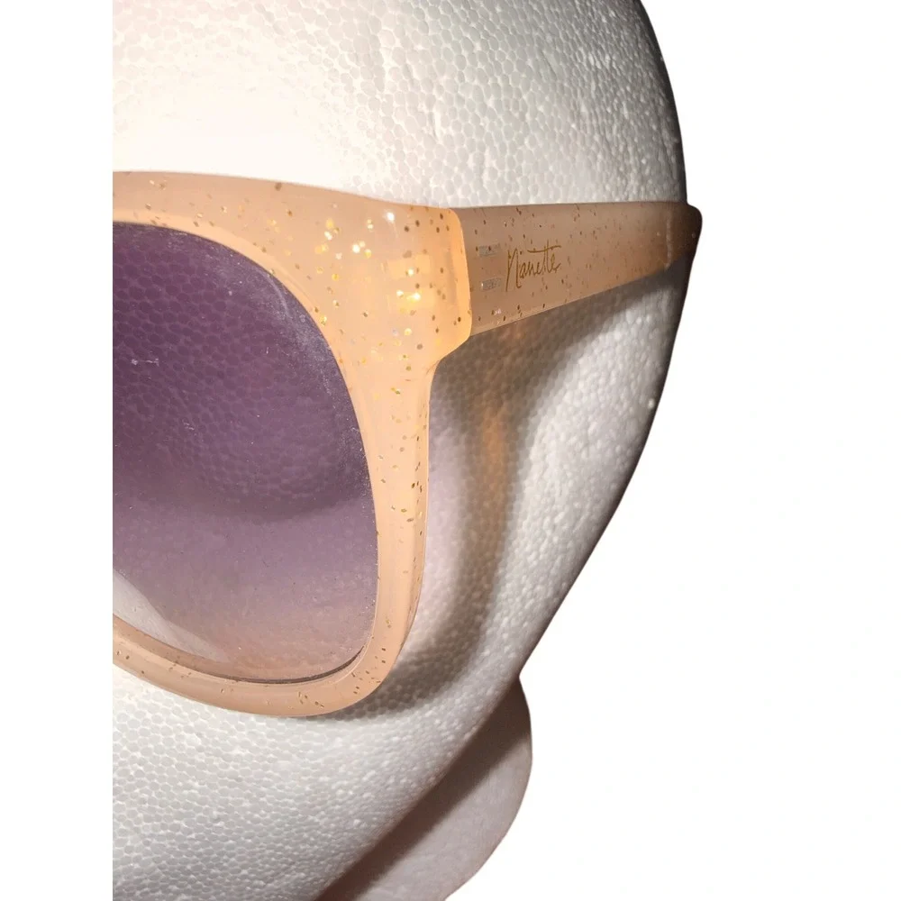 Nanette Lepore Peach Glitter Cat Eye Sunglasses UNNN0726-A NN264‎ ND Purple Lens